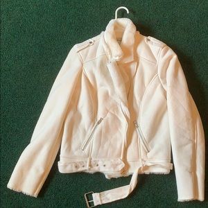 White fur-lined jacket NWT